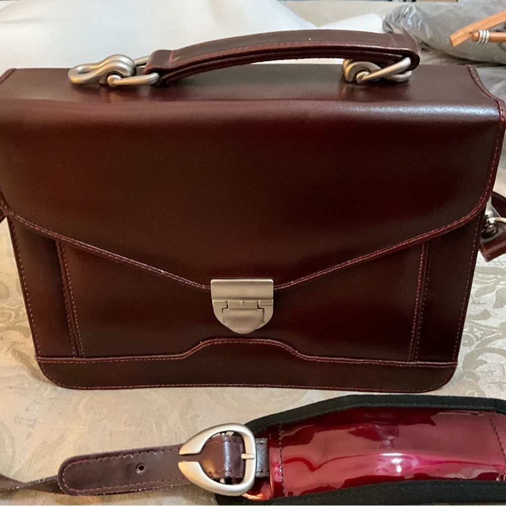 Elegant Brown Leather Men/Women Bag/ Briefcase for small tablet